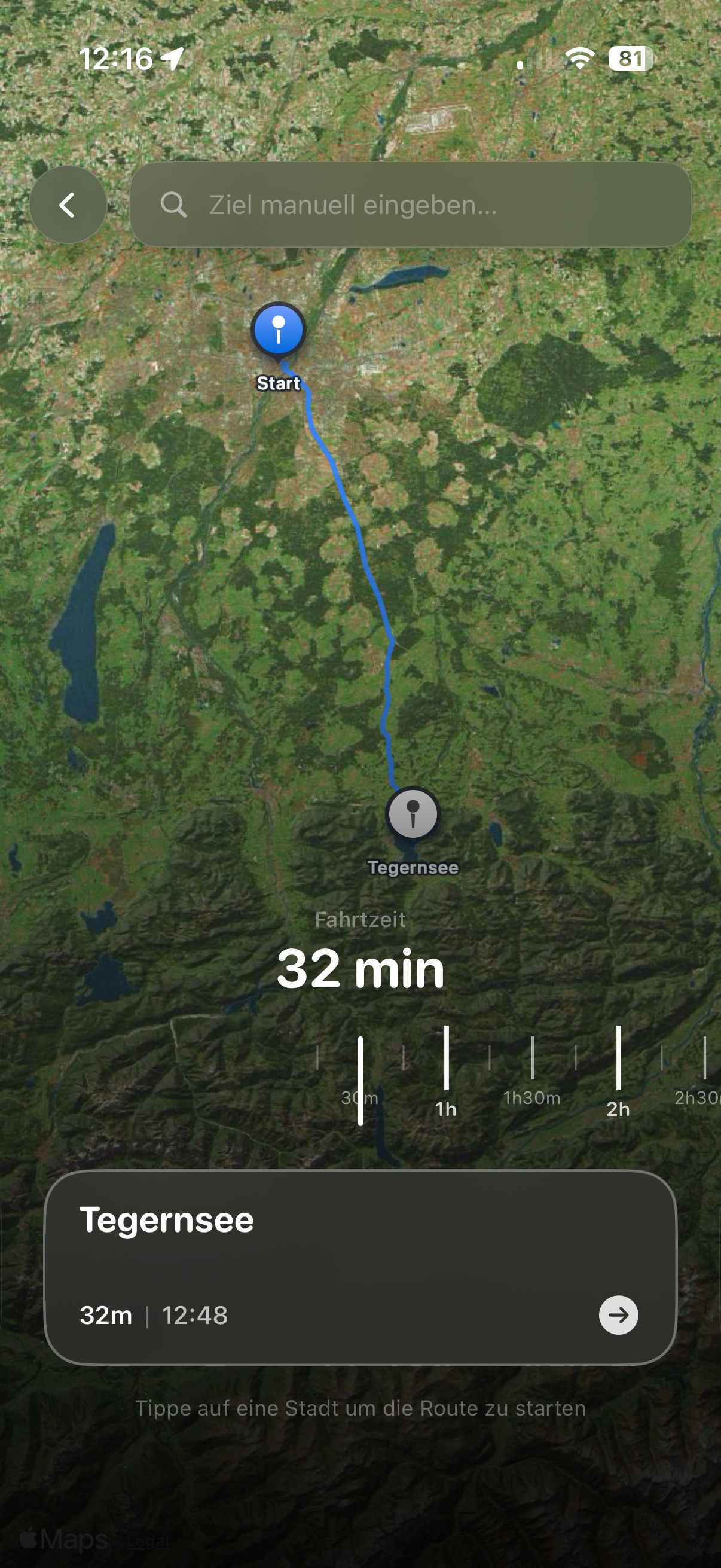 Route auf Karte